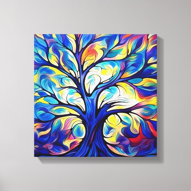 Mystical Whispers, Fantasy Tree in Multicolor  Canvas Print (Front)