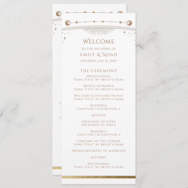 Mystical White Gold Sun Star Moon Astronomy Space Programme (Front/Back)