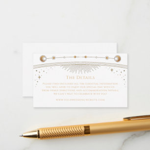 Mystical White Gold Wedding Details Sun Moon Star Enclosure Card