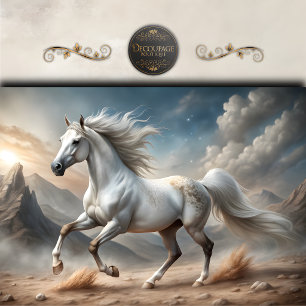 Mystical White Horse Desert Decoupage Tissue Paper