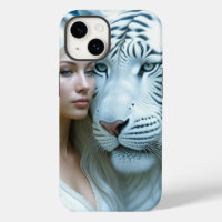 Mystical White Tiger and Woman  