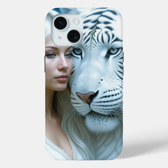 Mystical White Tiger and Woman   Case-Mate iPhone Case (Back)