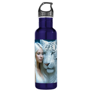 Mystical White Tiger and Woman Personalised 710 Ml Water Bottle