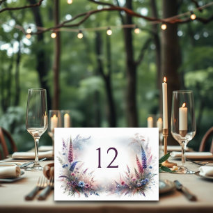 Mystical Wildflowers Rustic Woodland Wedding Table Number