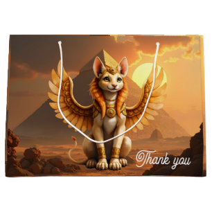 Mystical Winged Cat Sphinx – Egyptian Fantasy Art. Large Gift Bag