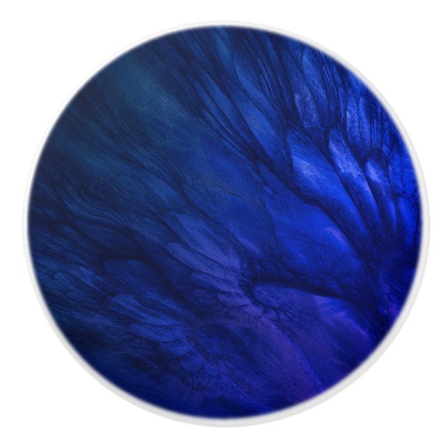 Mystical Wings with Deep Blue Feathers Ceramic Knob (Front)