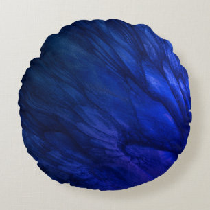 Mystical Wings with Deep Blue Feathers Round Cushion