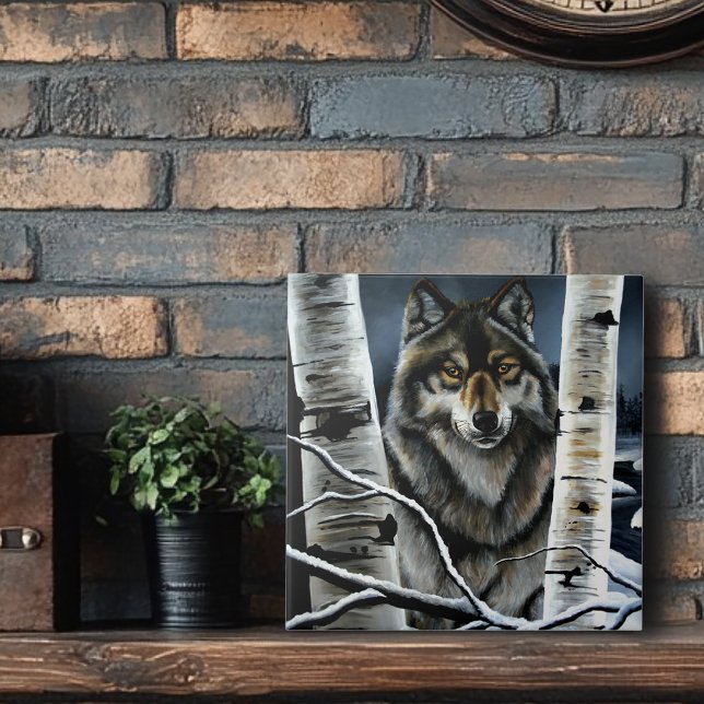 Mystical Winter Alpha Wolf Birch Forest Wildlife Tile (Creator Uploaded)