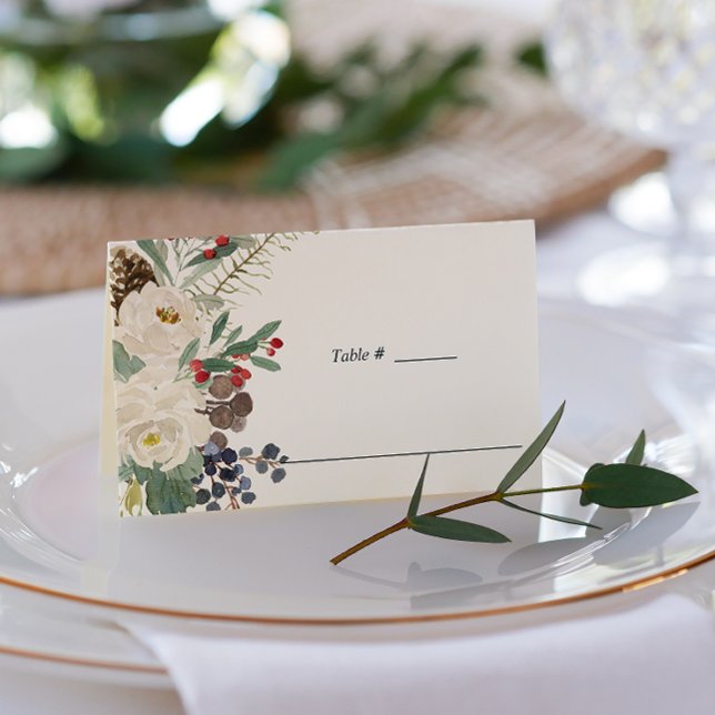 Mystical Winter | Botanical Wedding table place Place Card (Creator Uploaded)