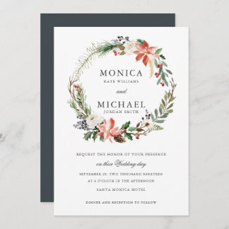 Mystical Winter | Botanical Wreath Wedding Invitation