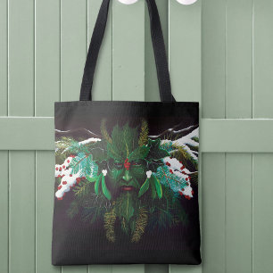 Mystical Winter Fantasy Green Man Celtic Pagan Tote Bag