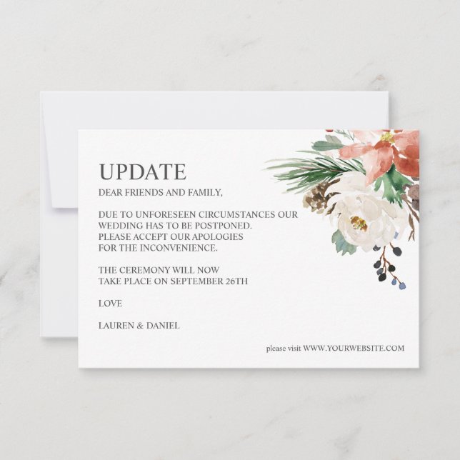 Mystical Winter  | Floral Botanical WEDDING UPDATE Invitation (Front)