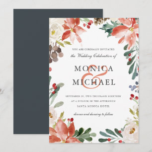 Mystical Winter   Floral Frame Wedding Invitation