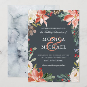Mystical Winter   Floral Frame Wedding Invitation