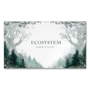 Mystical Winter Forest Bare Tree Icy Blue Rustic Magnetic Business Card