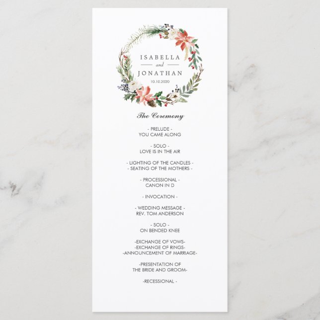 Mystical Winter  | Modern  wedding  Program Programme (Front)