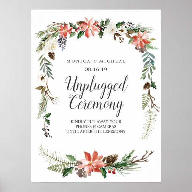 Mystical Winter | Unplugged Wedding Ceremony Sign (Front)