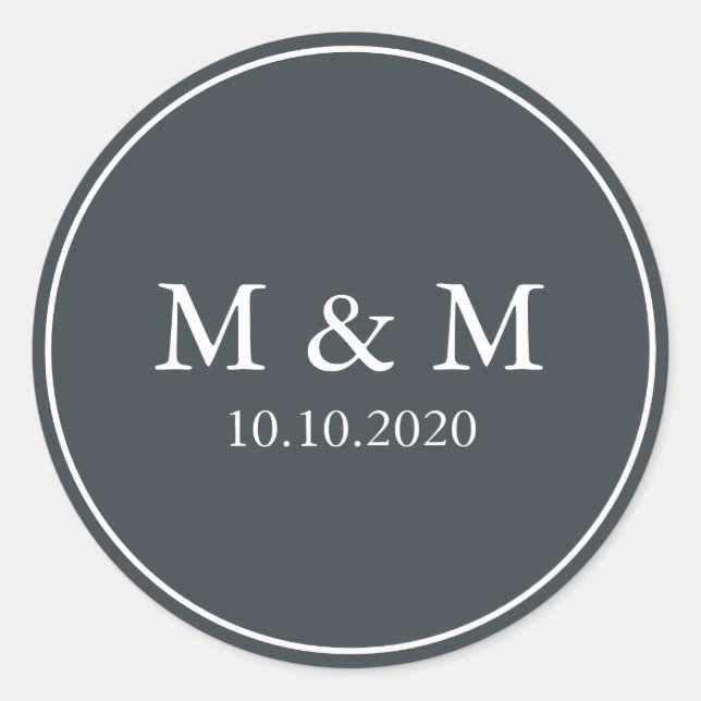 Mystical Winter |  Wedding Classic Monogram Classic Round Sticker (Front)