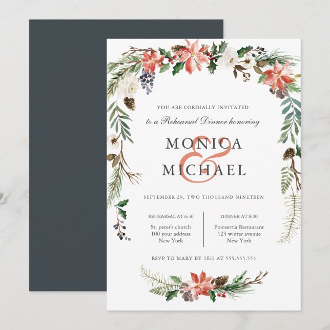 Mystical Winter | Wedding  Rehearsal Dinner Invitation (Front/Back)