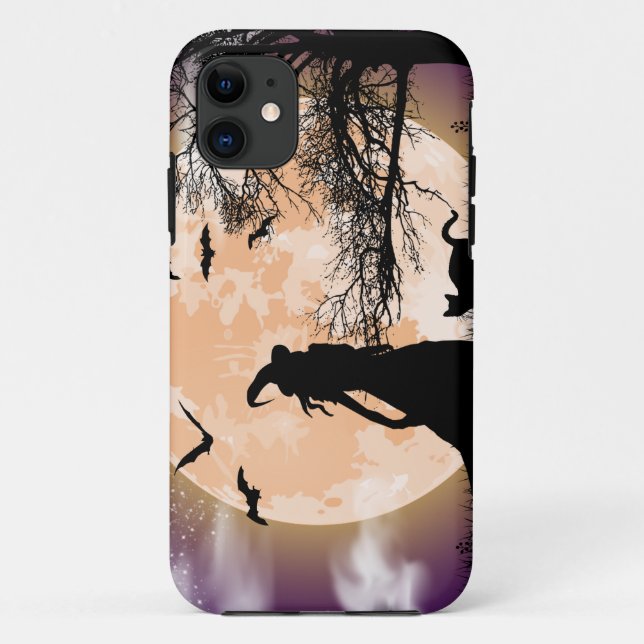 Mystical Witch, Black Cat, Full Moon Case-Mate iPhone Case (Back)