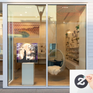 Mystical Witch, Black Cat, Full Moon Window Cling