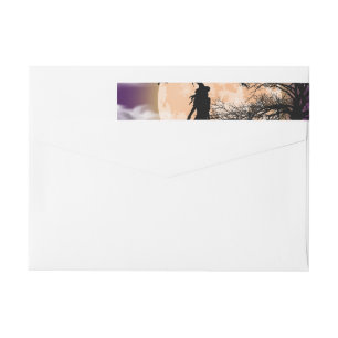 Mystical Witch, Black Cat, Full Moon Wrap Around Label