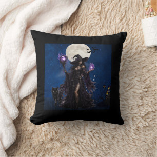 Mystical Witch Halloween Moon T-Shirt Cushion