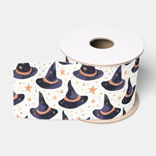 Mystical Witch Hat & Stars Halloween  Grosgrain Ribbon