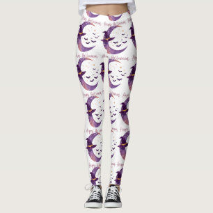 Mystical Witch Moon Halloween Design Leggings