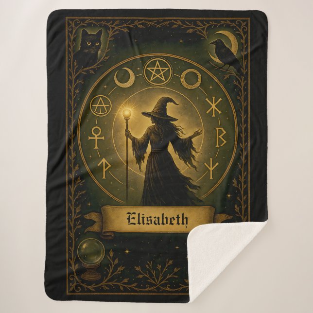 Mystical Witch Personalized Blanket  AncientSymbol (Front)