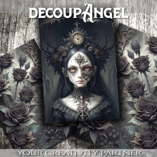 Mystical Witch: Rose - Decoupage -  Wrapping Paper Sheet