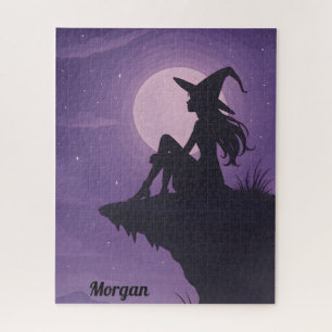 Mystical Witch Silhouette Under Moonlight Gift Jigsaw Puzzle