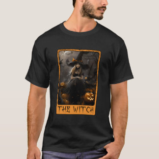 Mystical Witch Tarot Walking In The Forest Hallowe T-Shirt