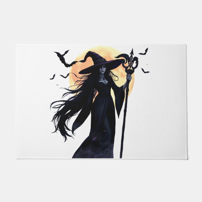 Mystical Witch under a Full Moon Doormat (Front)