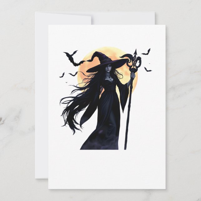 Mystical Witch under a Full Moon Invitation (Front)