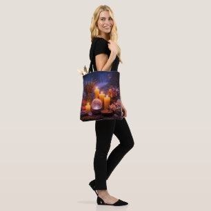 Mystical Witchy Crystal Ball Candles Enchanting Tote Bag