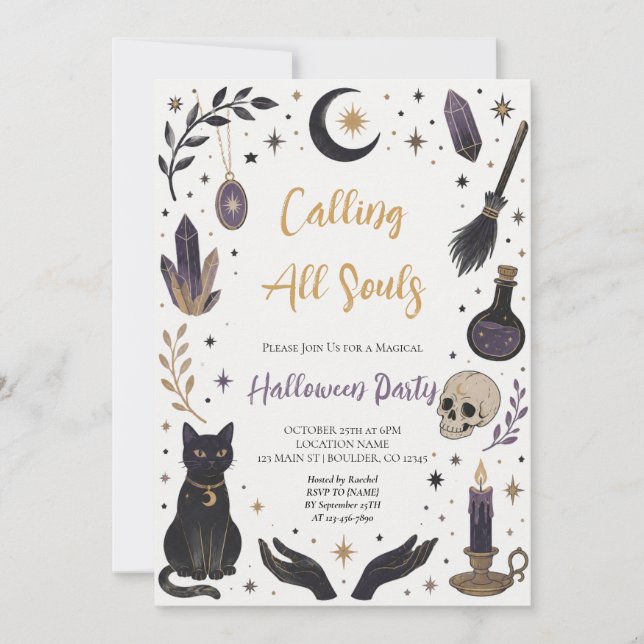 Mystical Witchy Halloween Party Invitation (Front)