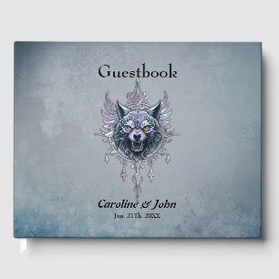 Mystical wolf head. guest book