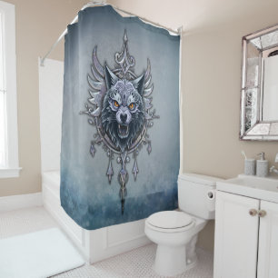 Mystical wolf head. shower curtain