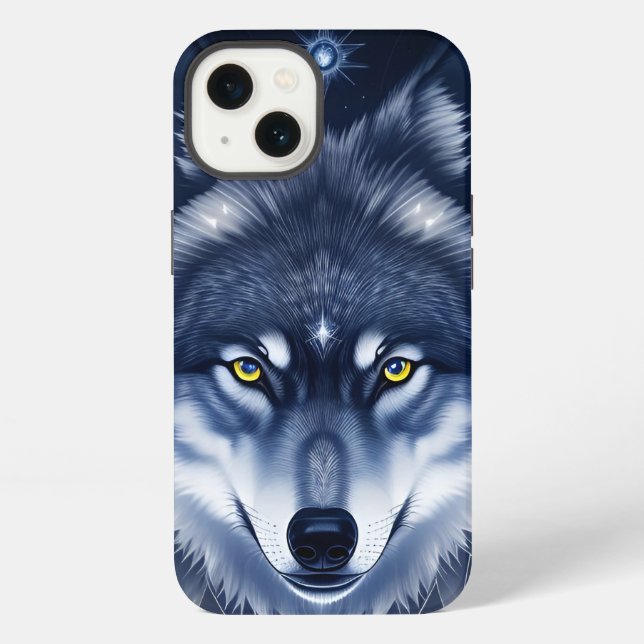 Mystical Wolf Portrait Art iPhone Case (Back)