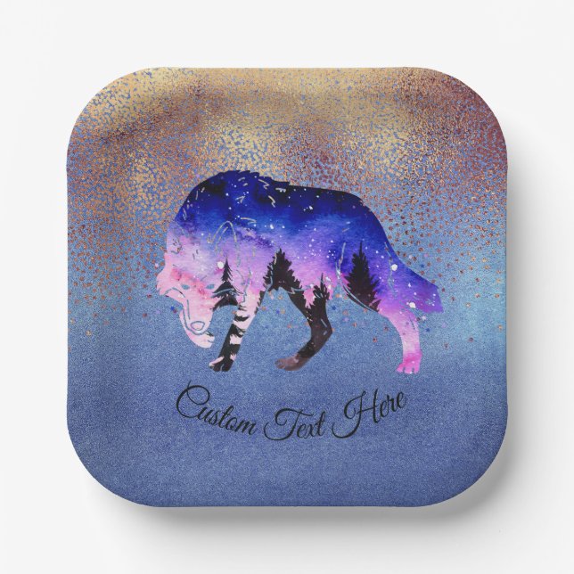 Mystical Wolf Spirit Animal Personalised Paper Plate (Front)