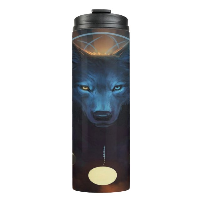 Mystical Wolf with Dreamcatcher and Lunar Phases  Thermal Tumbler (Front)