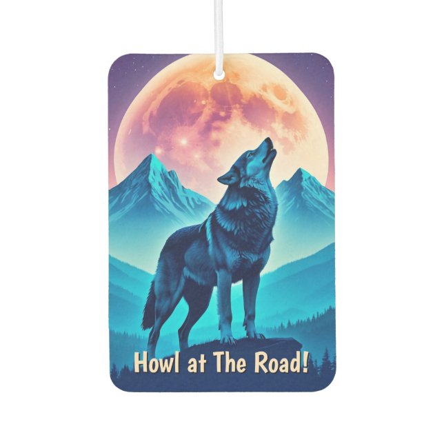 Mystical Wolf with Personalised Text Car Air Freshener (Front)