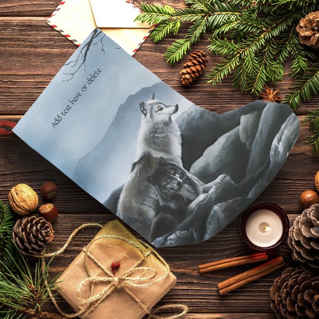 Mystical Wolves Guards Castle Fantasy Wildlife Small Christmas Stocking (Creator Uploaded)