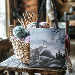 Mystical Wolves Guards Castle Fantasy Wildlife Tote Bag