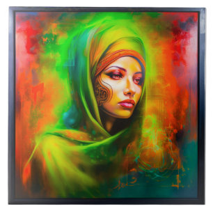 Mystical Woman in Neon Colours Tile