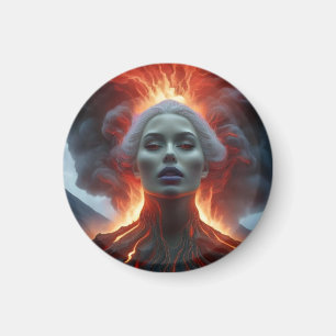 Mystical Woman Materialises From Volcano Lava  Magnet