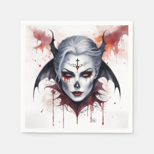 Mystical Woman Vampire Watercolor - Enchanting Art Napkin