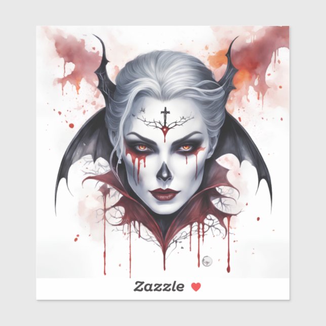 Mystical Woman Vampire Watercolor Halloween  (Sheet)
