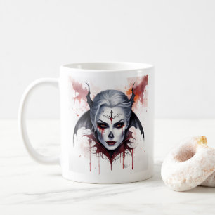 Mystical Woman Vampire Watercolor Halloween Coffee Mug